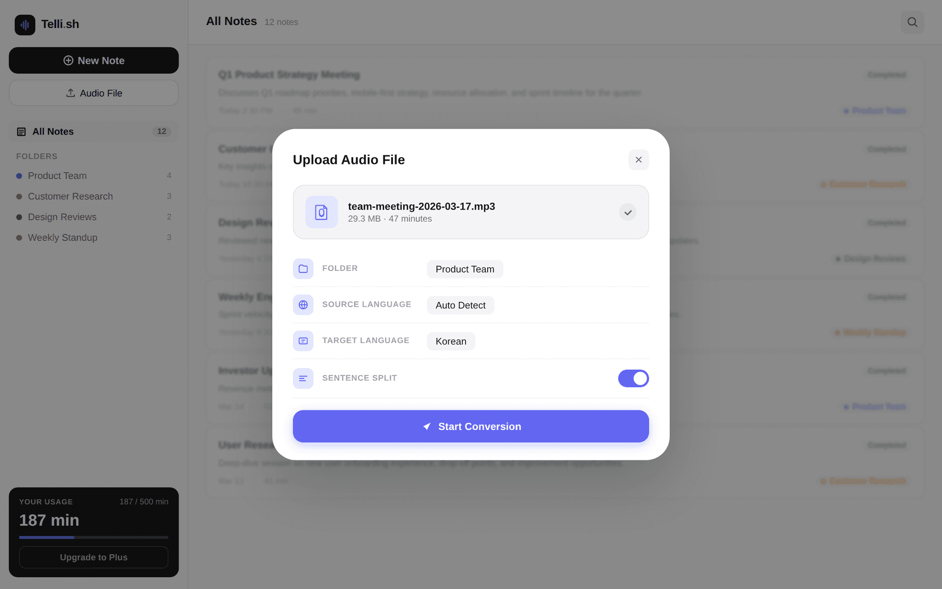 Upload modal